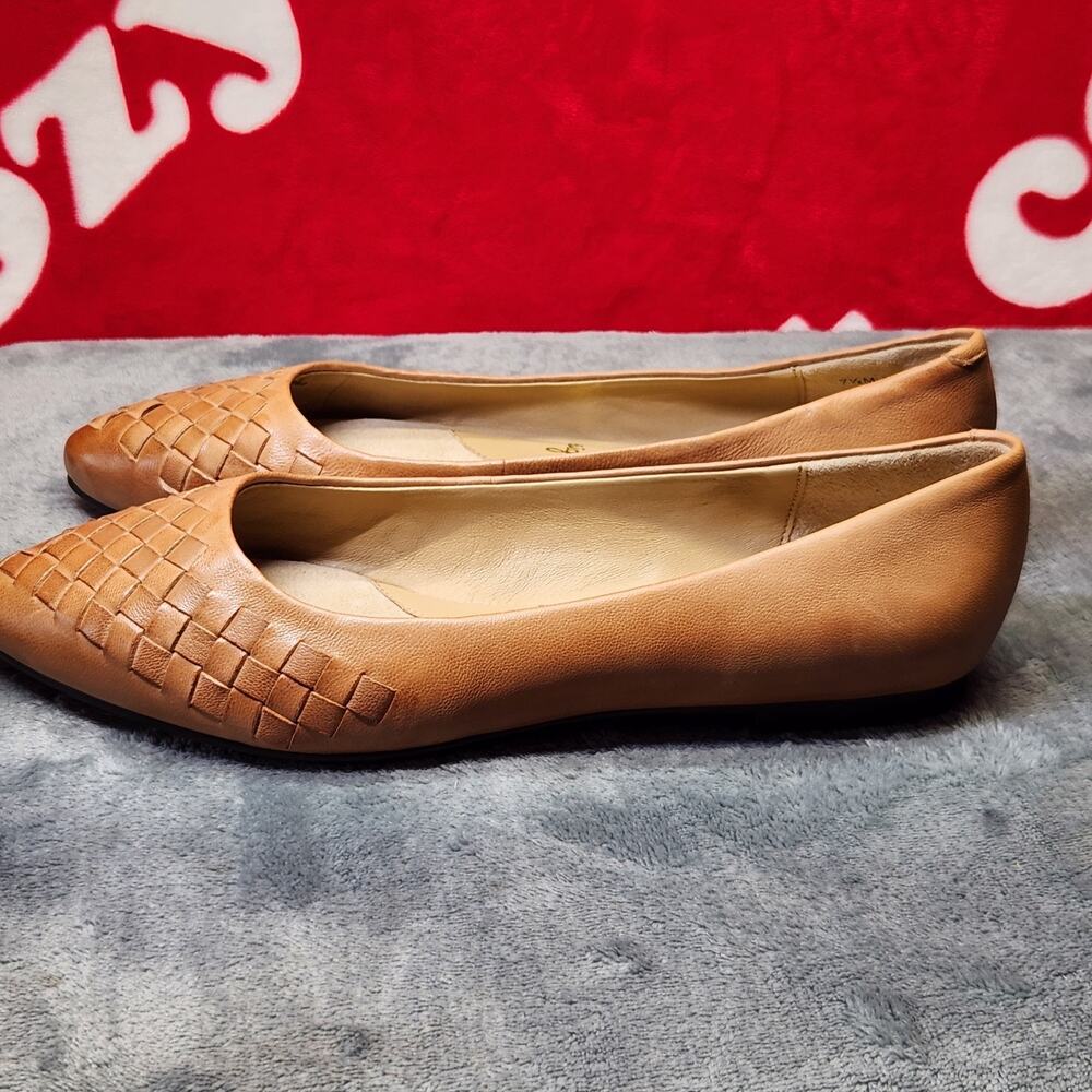 Trotters Signature Woven Leather Flats Women's 7.5M Tan Cognac Pointed Toe... - Picture 8 of 11